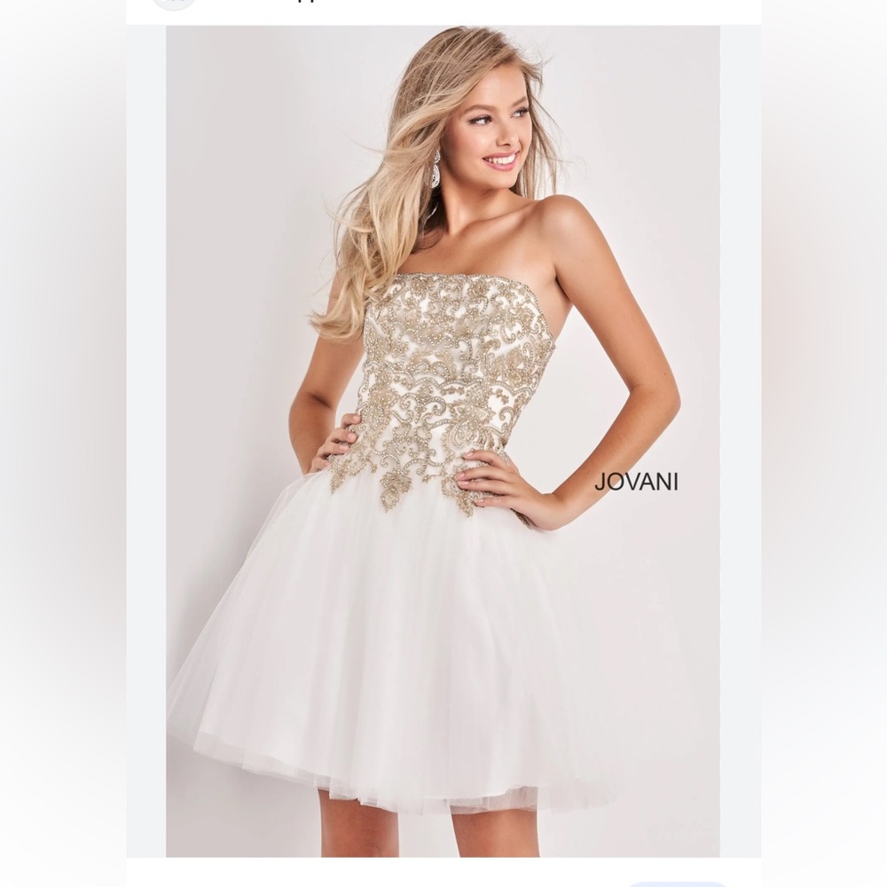 JVN Jovani Crystal Embroidered Bodice Short Party Prom Dress Size 10